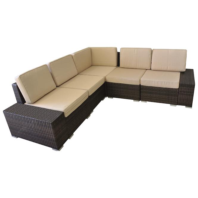 Garten ecksofa Roma braun-beige