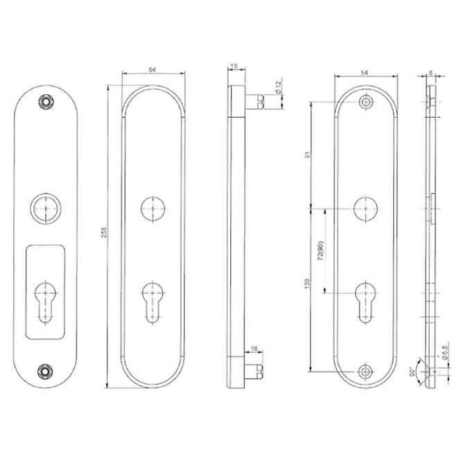 Türbeschlag BK305/90 F1 oval