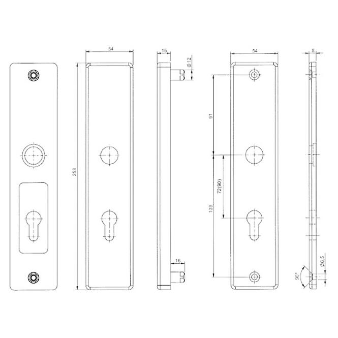 Türbeschlag BK525/90 F1 Quadrat