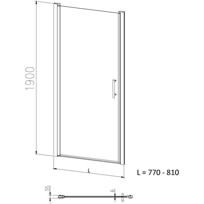 Duschtür Samos 80x190 Durschsichtig-Chrom