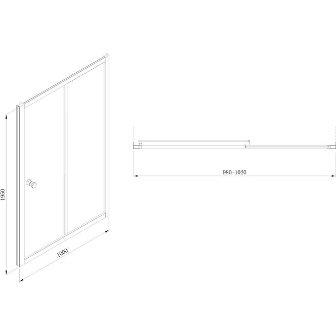 Duschtür Vega 100x195 Braun-Chrom