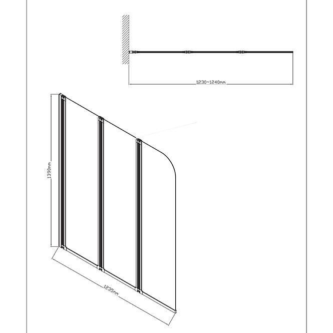 Wannenschutzwand Natali 3 Hx 123,5x139