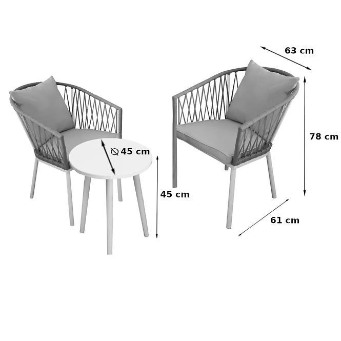 Gartenmöbel Set Mokka 2+1 mit Kissen