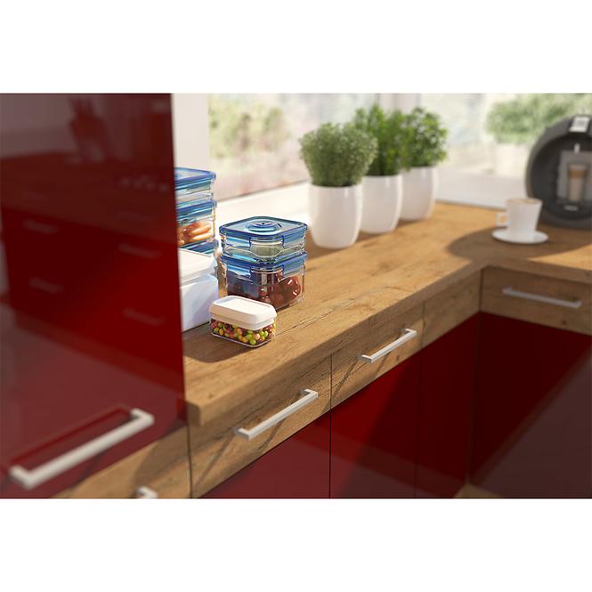 Küchenzeile Vigo Bordo HG 260cm Rotwein/Eiche Lancelot