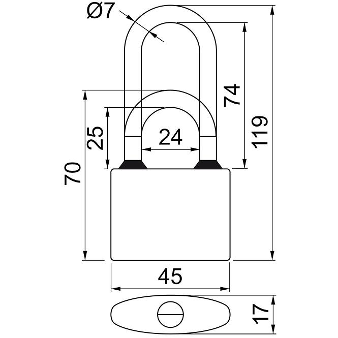 Vorhängeschlösser RV.OVAL.45.PL