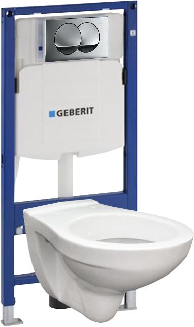 Unterputzspülkasten Geberit Duoofix Basic 111.153.00.1 + Betätigungsplatte + WC Hängeschüssel
