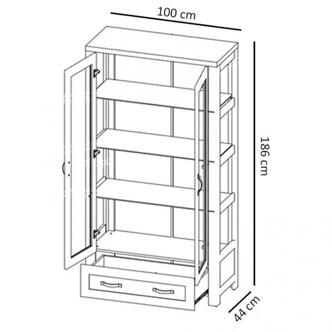 Vitrine  Nevada 100cm Eiche Lefkas Dunkel, W2D