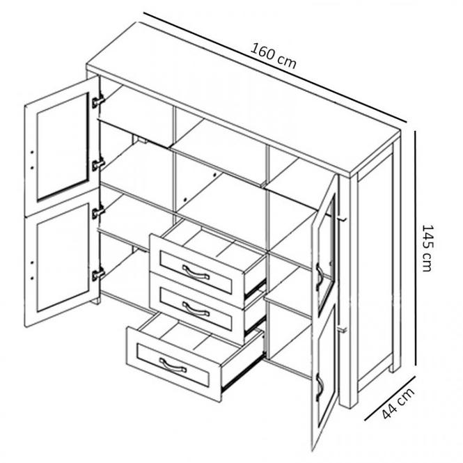 Vitrine Nevada 160cm Eiche Lefkas Dunkel, K2S