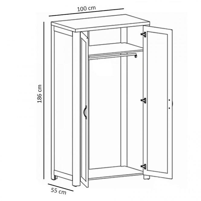 Schrank Nevada 100cm Eiche Lefkas Dunkel, S2D