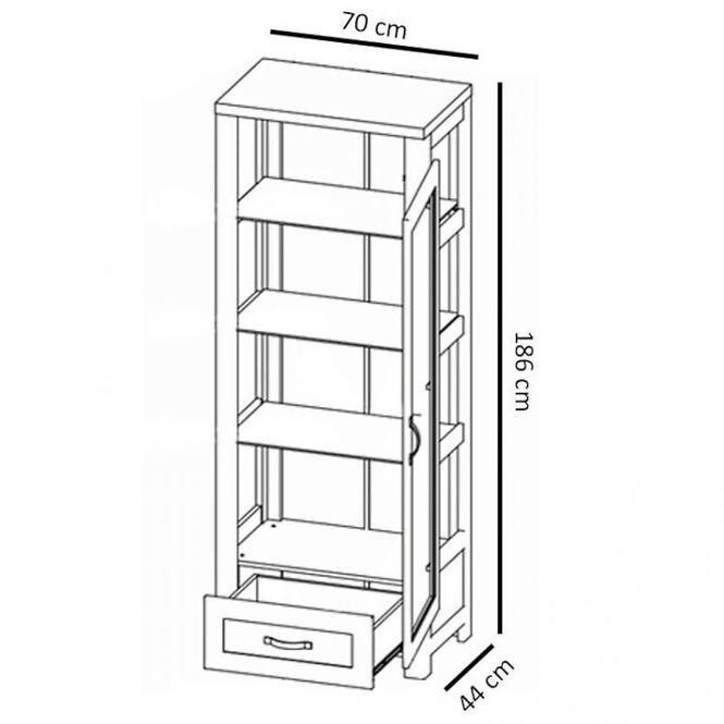 Vitrine  Nevada 70cm  Eiche Lefkas Dunkel, W1D