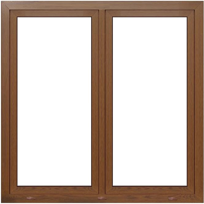Zweiflügeliges Dreh-Kipp-Fenster 146,5x143,5cm Eiche golden