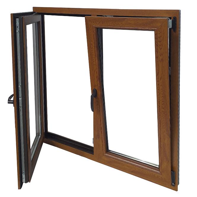 Zweiflügeliges Dreh-Kipp-Fenster 116,5x113,5cm Eiche golden