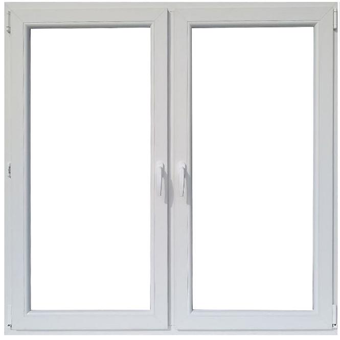 Zweiflügeliges Dreh-Kipp-Fenster 146,5x143,5cm weiß/Eiche golden