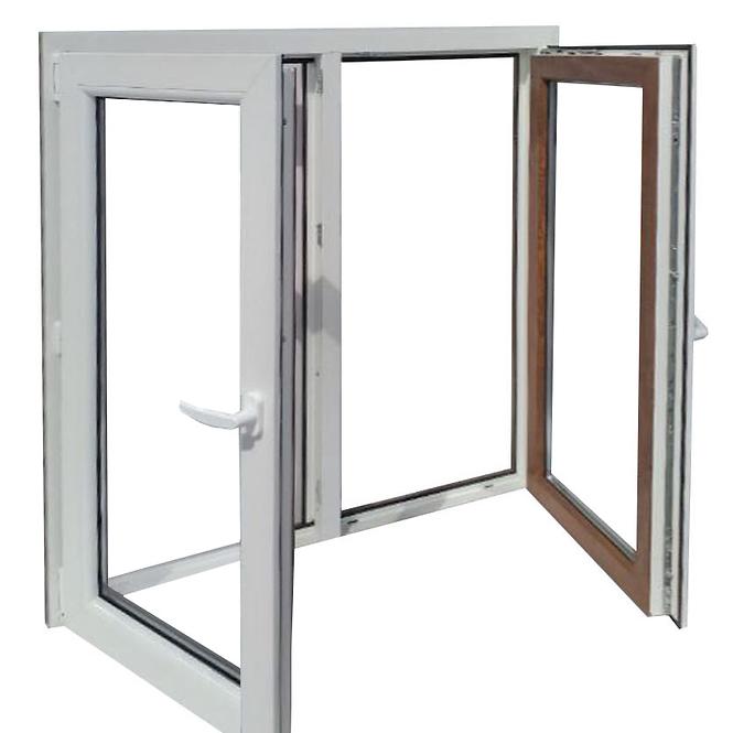 Zweiflügeliges Dreh-Kipp-Fenster 116,5x113,5cm weiß/Eiche golden