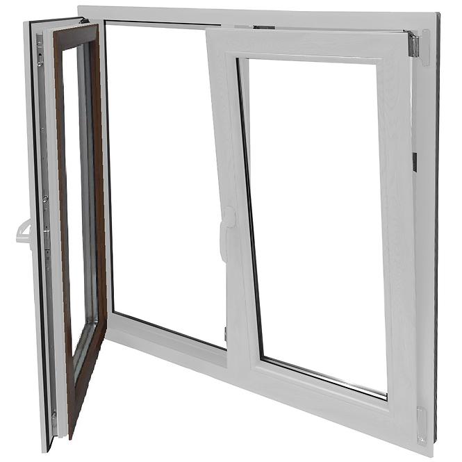 Zweiflügeliges Dreh-Kipp-Fenster 116,5x113,5cm weiß/Eiche golden