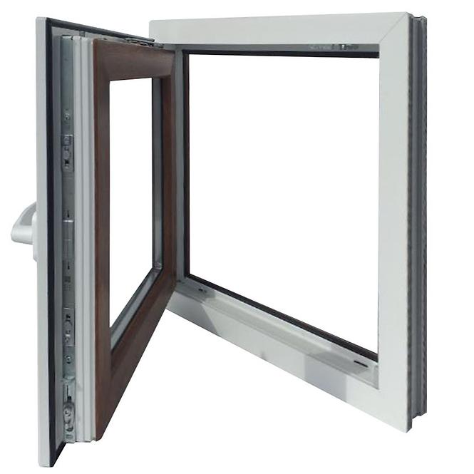 Dreh-Kipp-Fenster 60x60 weiß/Eiche golden links