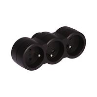 Mehrfachsteckdosen-Adapter 3X2P+Z schwarz eben