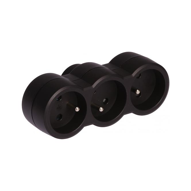 Mehrfachsteckdosen-Adapter 3X2P+Z schwarz eben