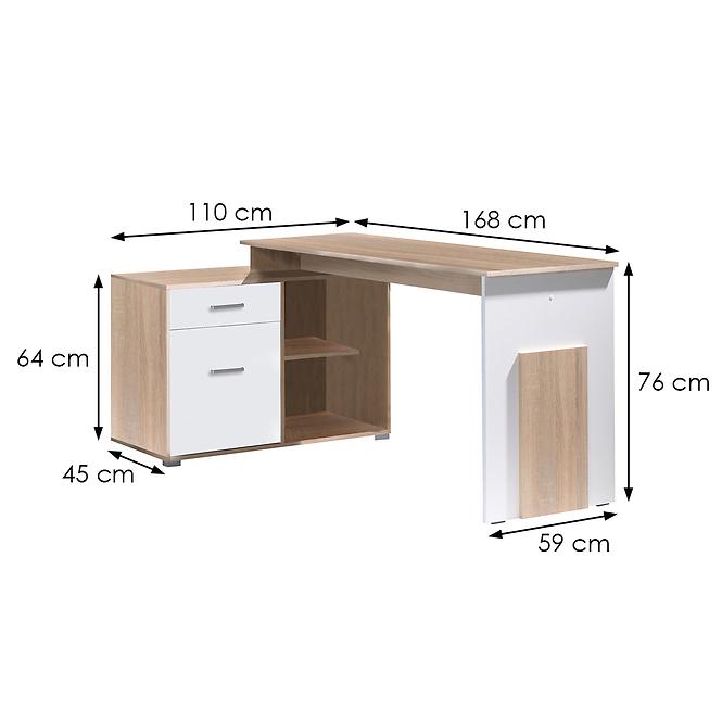 Eckschreibtisch Como Korner 110cm Eiche Sonoma/Alpinweiß