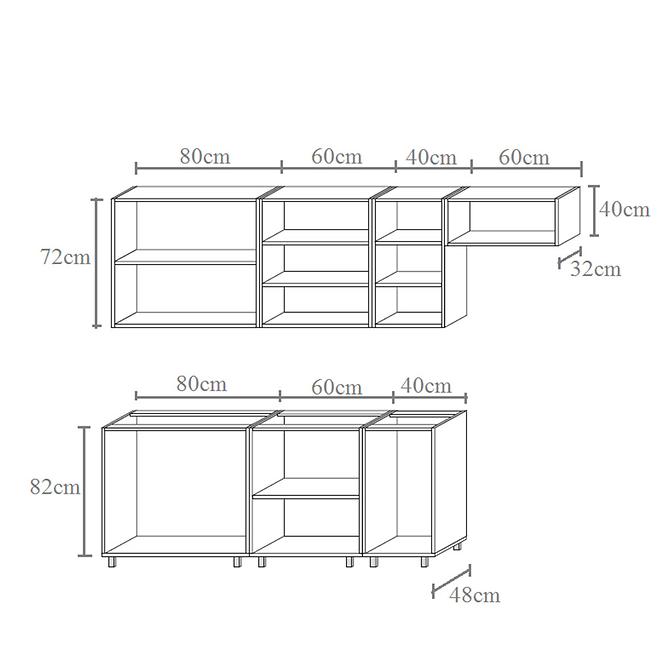 Küchenzeile Lucjan 240cm Eiche Sonomaohne Arbeitsplatte