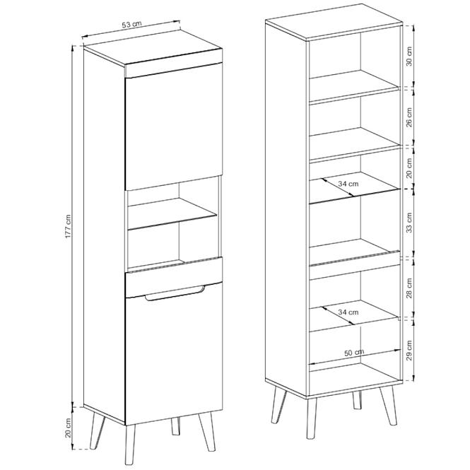 Vitrine Nordi 53cm Weiß