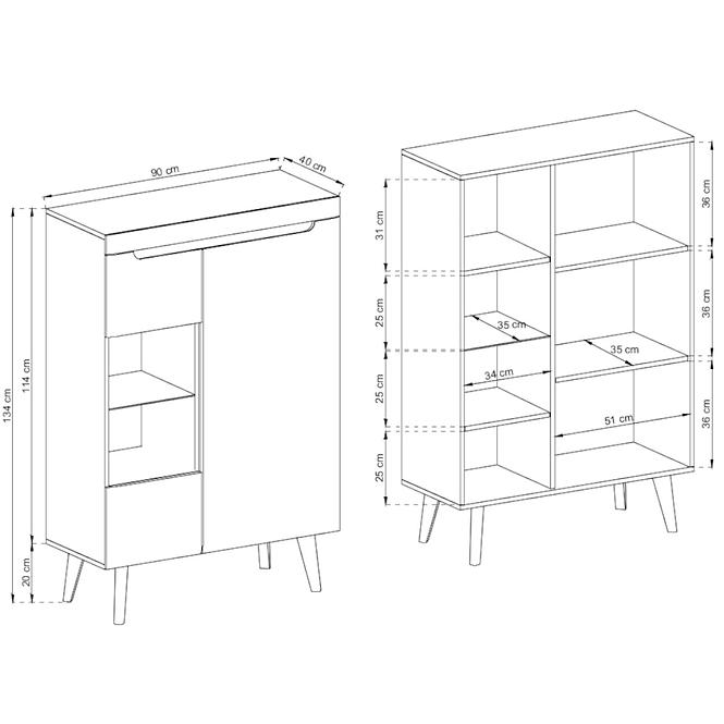 Vitrine Nordi 90cm Weiß