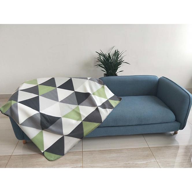 Fleecedecke CL1807004 grau-grüne dreiecke 170x220