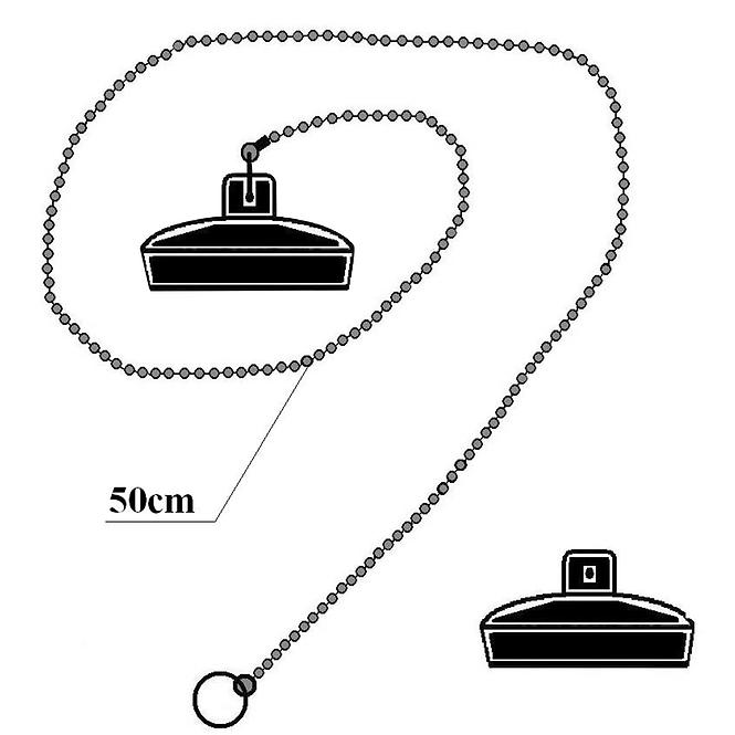 Stopper für die Wanne Schwarz mit Kette kor012