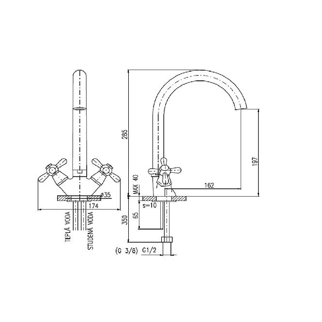 Spültischarmatur Morava MK 120.0/4