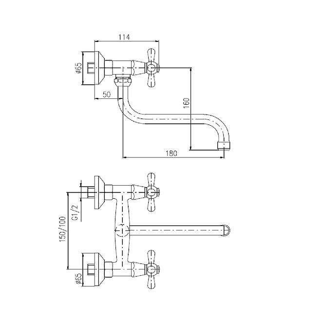 Wand - Spül/Waschbecken Armatur Morava Mk101.5/21