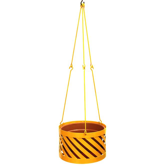 Blumentopfč ottocolore (Blüte 6 Haken, Blumentopf mit Untersetzer) Gelb