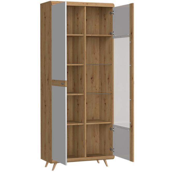 Vitrine Bergen 78cm Eiche Artisan/Weiß Glanz
