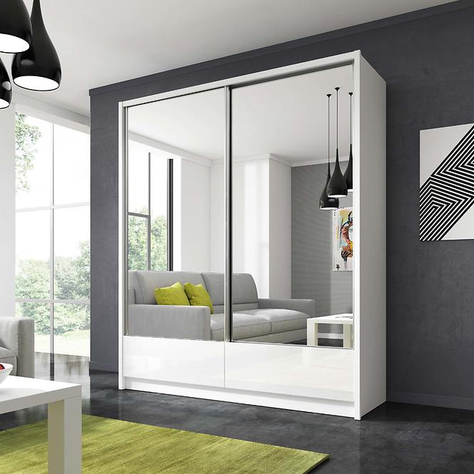 Schrank Aria II 180cm Weiß/Weiß Glänzend