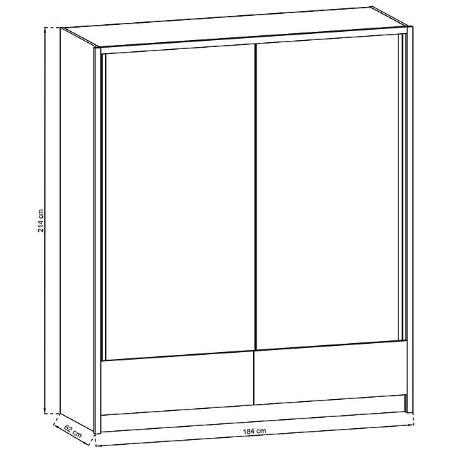 Schrank Aria II 180cm Weiß/Weiß Glänzend