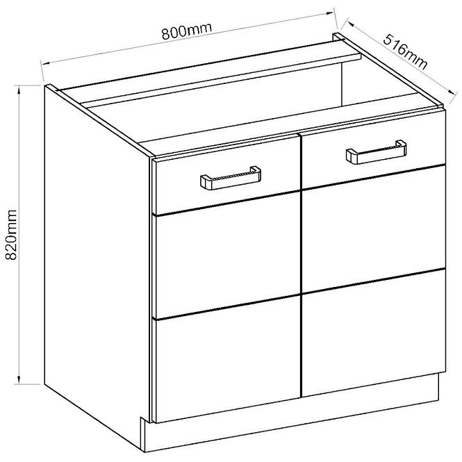 Küchenzeile Artisan Weißer Glanz 80d 2f Bb,2