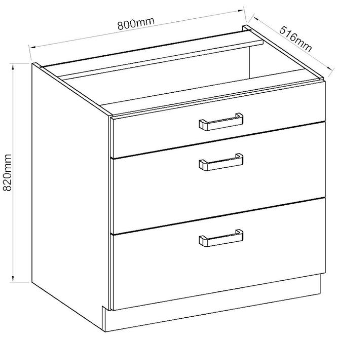 Küchenzeile Artisan Weißer Glanz 80d 3s Bb
