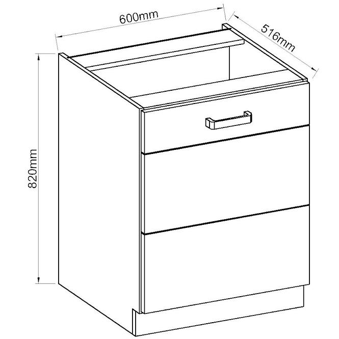 Küchenzeile Artisan Weißer Glanz 60d 1f Bb