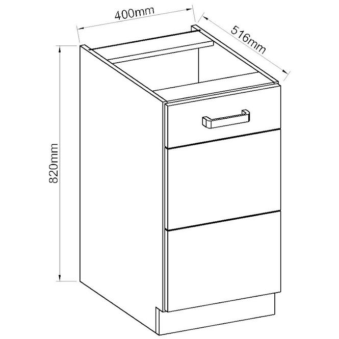 Küchenzeile Artisan Weißer Glanz 40d 1f Bb,2