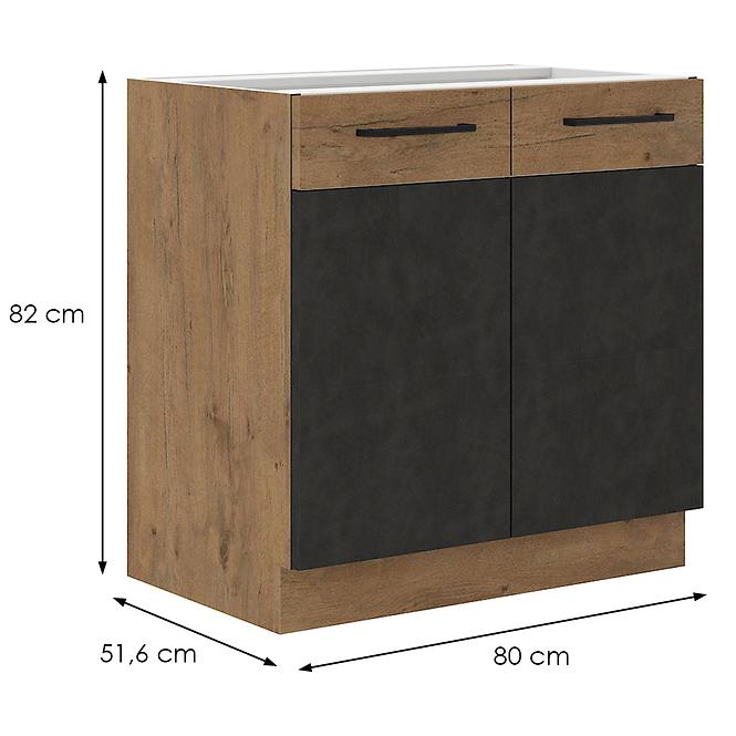Küchenzeile Vigo Graphit Mat 80zl 2f Bb