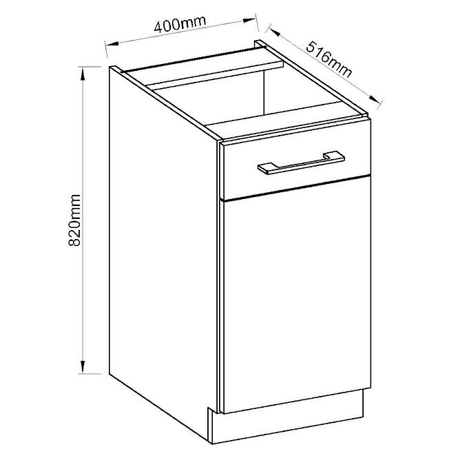 Küchenzeile Vigo Graphit Mat 40d 1f Bb