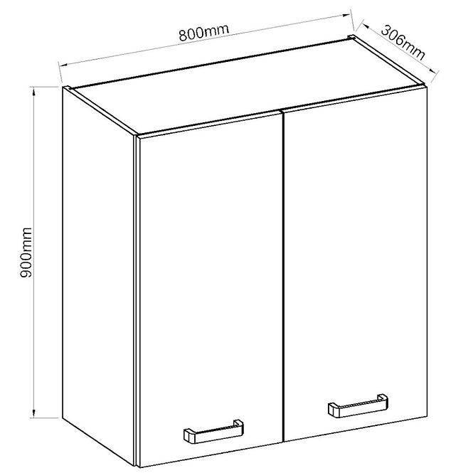 Küchenzeile Artisan Weißer Glanz 80g-90 2f