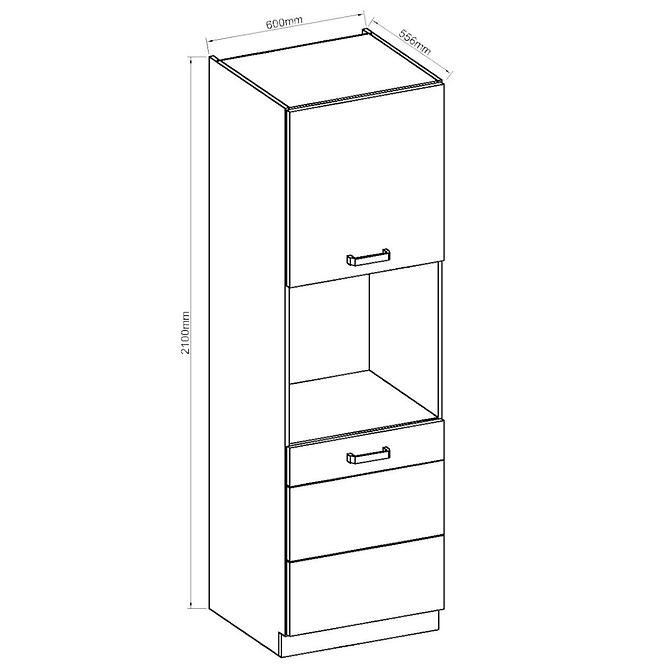 Küchenzeile Artisan Weißer Glanz 60dp-210 2f,2
