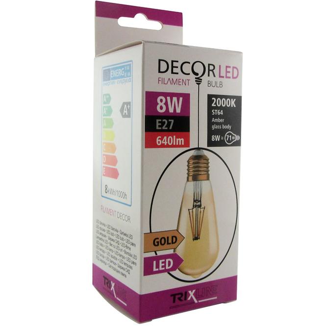 59BZ ŻARÓWKA LED 8W E27 GOLD DECOR FILAMENT ST64 1600K