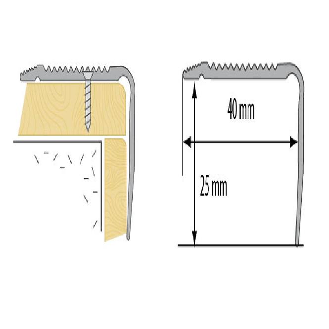 Treppenprofil mit Raster LSR 40X25 1,0m Gold