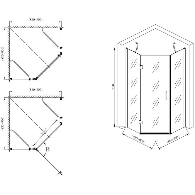 Duschkabine Verdi 90/90/185 klares Glas