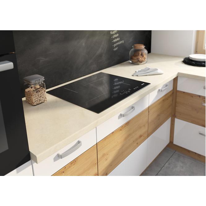 Küchenzeile Artisan 260cm weiß Glanz ohne Arbeitsplatte