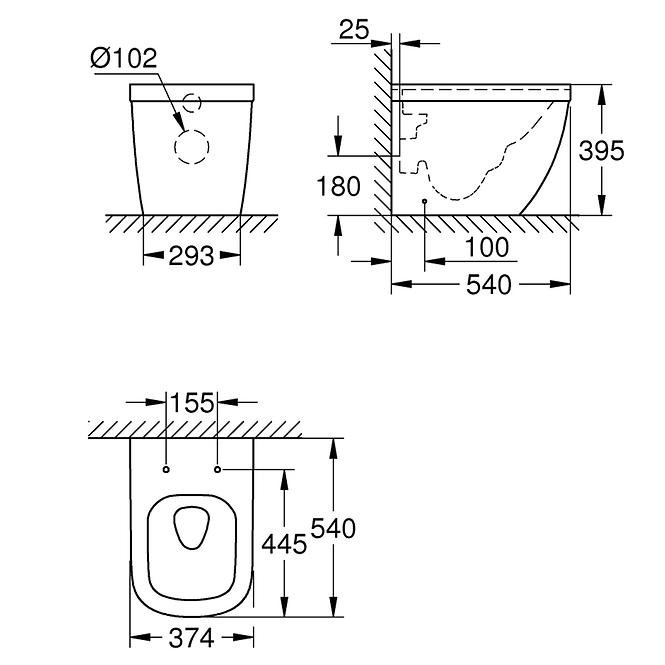 Standtiefspülklosett Grohe Euro Ceramic Triple Vortex Rimless 39339000