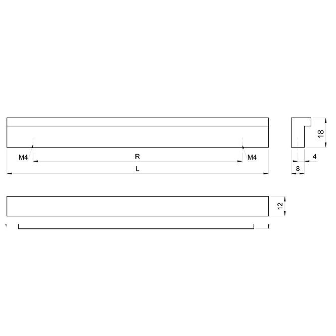 Möbelgriff Ua171-128 Aluminium