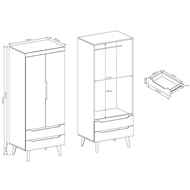 Schrank Nordi 80cm Eiche Artisan
