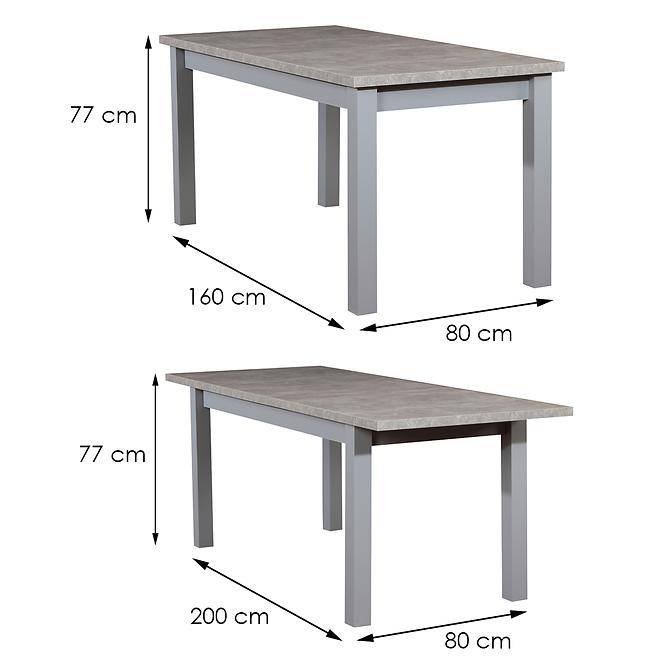 Tisch 160x80+40 Beton 